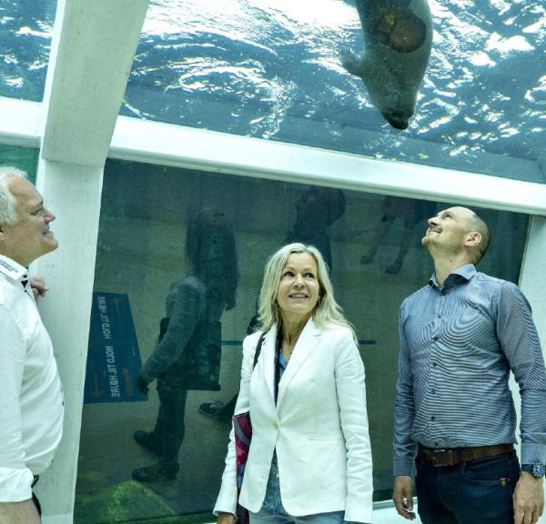 Peter Krusborg, Laila Zielke og Karl Henrik Laursen på Nordsøen Oceanarium